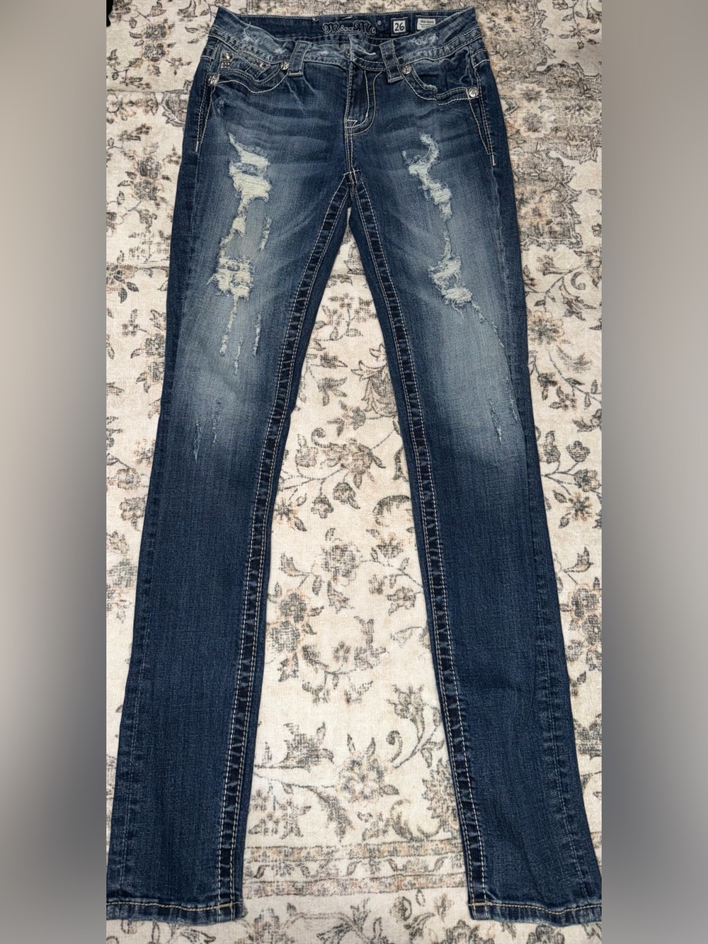 Miss Me Women’s Distressed Dark Blue Slim Jeans